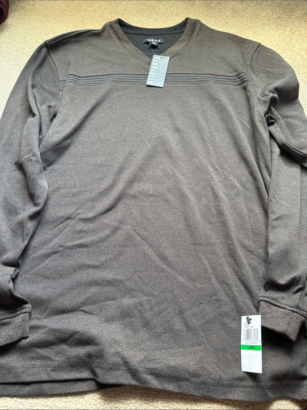 Van Heusen Long Sleeve Crew Men’s Top - Dark Brown
